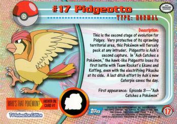 1999 Topps Pokemon TV Animation Edition Series 1 #17 Pidgeotto Back