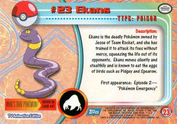 1999 Topps Pokemon TV Animation Edition Series 1 #23 Ekans Back