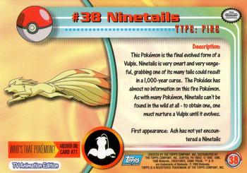 1999 Topps Pokemon TV Animation Edition Series 1 #38 Ninetails Back