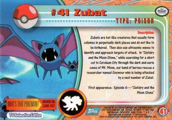 1999 Topps Pokemon TV Animation Edition Series 1 #41 Zubat Back