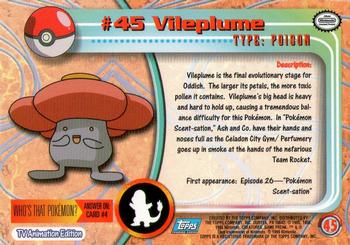 1999 Topps Pokemon TV Animation Edition Series 1 #45 Vileplume Back