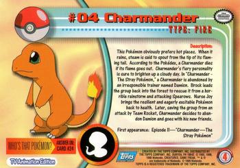 1999 Topps Pokemon TV Animation Edition Series 1 #4 Charmander Back