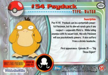1999 Topps Pokemon TV Animation Edition Series 1 #54 Psyduck Back