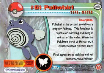 1999 Topps Pokemon TV Animation Edition Series 1 #61 Poliwhirl Back