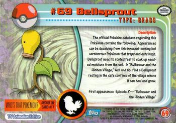 1999 Topps Pokemon TV Animation Edition Series 1 #69 Bellsprout Back