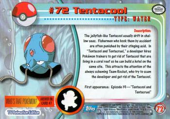 1999 Topps Pokemon TV Animation Edition Series 1 #72 Tentacool Back