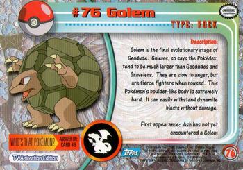1999 Topps Pokemon TV Animation Edition Series 1 #76 Golem Back