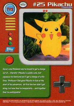 1999 Topps Pokemon TV Animation Edition Series 1 #TV2 Pikachu Back