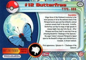 1999 Topps Pokemon TV Animation Edition Series 1 - Red Topps Logo #12 Butterfree Back