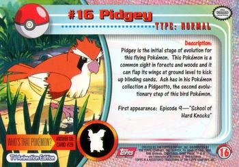 1999 Topps Pokemon TV Animation Edition Series 1 - Red Topps Logo #16 Pidgey Back