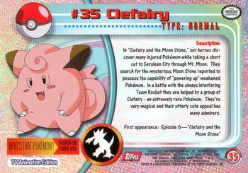 1999 Topps Pokemon TV Animation Edition Series 1 - Red Topps Logo #35 Clefairy Back