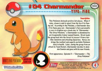 1999 Topps Pokemon TV Animation Edition Series 1 - Red Topps Logo #4 Charmander Back