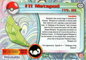 1999 Topps Pokemon TV Animation Edition Series 1 - Green Topps Logo #11 Metapod Back