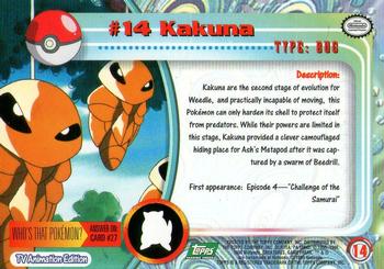 1999 Topps Pokemon TV Animation Edition Series 1 - Green Topps Logo #14 Kakuna Back