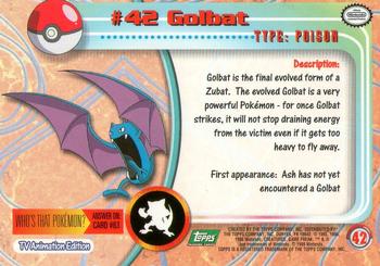 1999 Topps Pokemon TV Animation Edition Series 1 - Green Topps Logo #42 Golbat Back