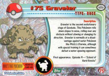 1999 Topps Pokemon TV Animation Edition Series 1 - Green Topps Logo #75 Graveler Back