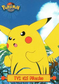 1999 Topps Pokemon TV Animation Edition Series 1 - Green Topps Logo #TV2 Pikachu Front