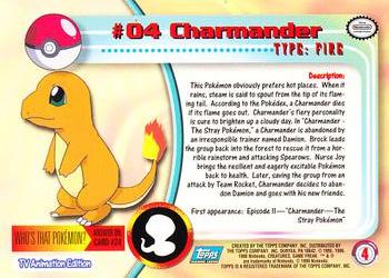 1999 Topps Pokemon TV Animation Edition Series 1 - Blue Topps Logo Foil #4 Charmander Back