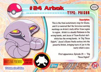 ARBOK # 24 SERIES 1 BLUE LOGO IN NM CONDITION YEAR 1999 TOPPS 