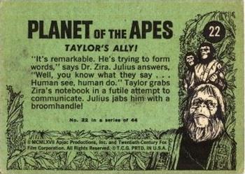 1969 Topps Planet of the Apes #22 Taylor's Ally! Back