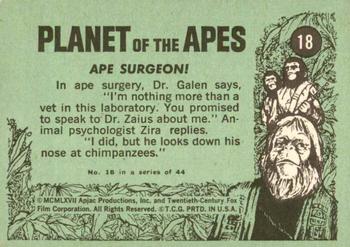 1969 Topps Planet of the Apes #18 Ape Surgeon! Back