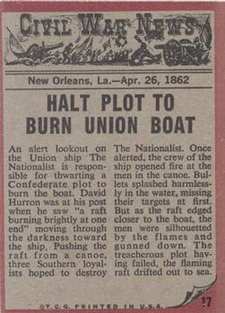 1962 Topps Civil War News #17 The Flaming Raft Back
