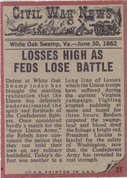 1962 Topps Civil War News #27 Massacre Back