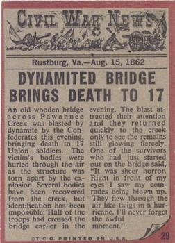 1962 Topps Civil War News #29 Bridge of Doom Back