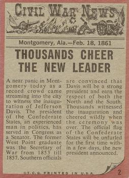 1962 Topps Civil War News #2 President Jeff Davis Back