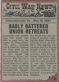 1962 Topps Civil War News #42 The Battle Continues Back