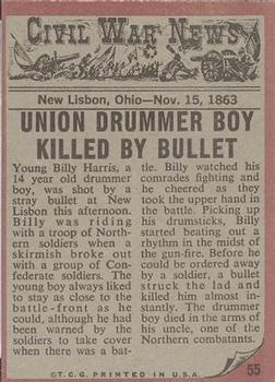 1962 Topps Civil War News #55 The Silent Drum Back