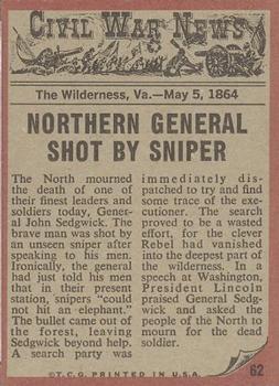 1962 Topps Civil War News #62 The General Dies Back