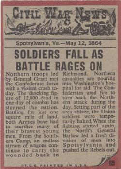 1962 Topps Civil War News #65 Flaming Death Back