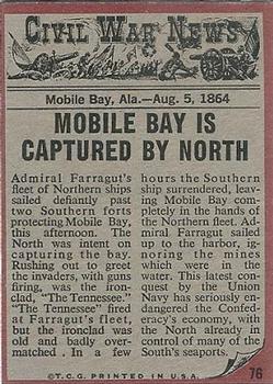 1962 Topps Civil War News #76 Blazing Cannon Back