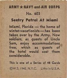 1942 Army, Navy and Air Corps (R18) #603 Sentry Patrol At Miami Back