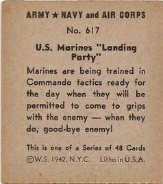 1942 Army, Navy and Air Corps (R18) #617 U.S. Marines “Landing Party” Back