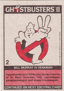 1989 Topps Ghostbusters II #2 Bill Murray Is Venkman Back