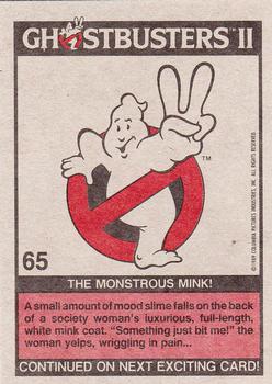1989 Topps Ghostbusters II #65 The Monstrous Mink! Back