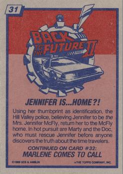 1989 Topps Back to the Future Part II #31 Jennifer Is...Home?! Back