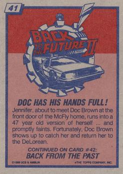 1989 Topps Back to the Future Part II #41 Doc Has His Hands Full! Back