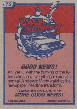1989 Topps Back to the Future Part II #73 Good News! Back