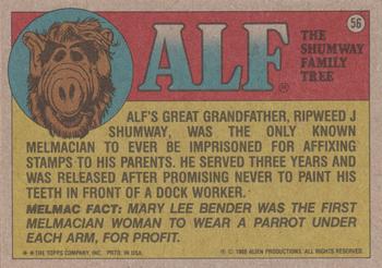 1988 Topps ALF 2nd Series #56 It's important to eat all your food ... Otherwise I will! Back