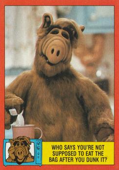 1988 Topps ALF 2nd Series #83 Who says you're not supposed to eat the bag after you dunk it? Front