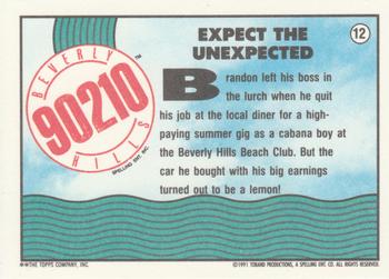 1991 Topps Beverly Hills 90210 #12 Expect the Unexpected Back