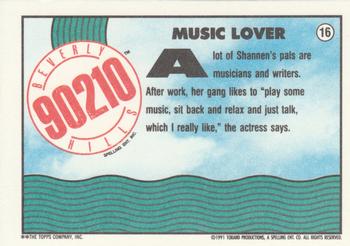 1991 Topps Beverly Hills 90210 #16 Music Lover Back