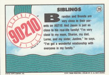 1991 Topps Beverly Hills 90210 #28 Siblings Back