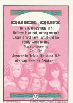1991 Topps Beverly Hills 90210 #38 Trivia Question #4 Back