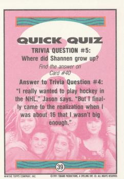 1991 Topps Beverly Hills 90210 #39 Trivia Question #5 Back