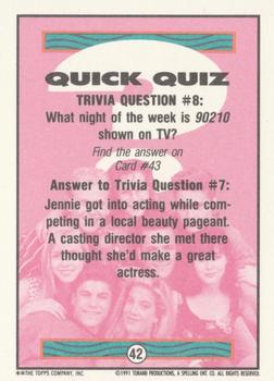 1991 Topps Beverly Hills 90210 #42 Trivia Question #8 Back