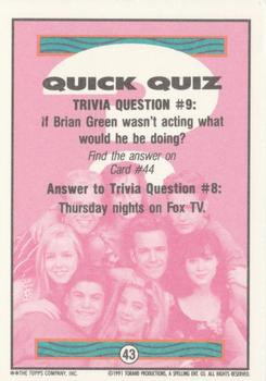 1991 Topps Beverly Hills 90210 #43 Trivia Question #9 Back